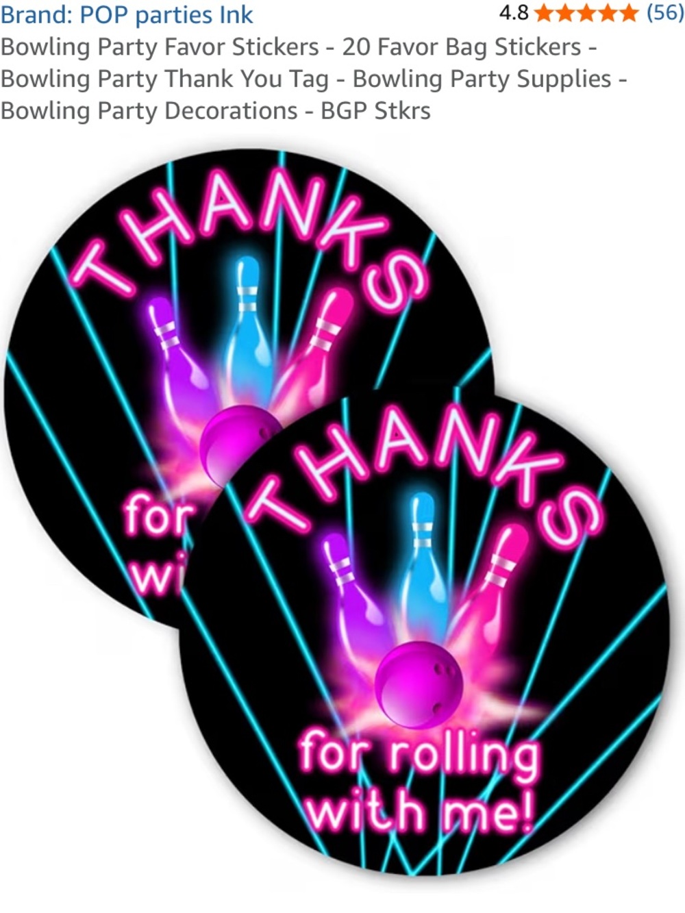 Bowling Party Favor Stickers